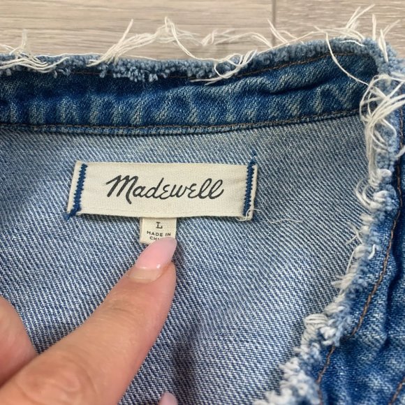 Madewell Distressed Collarless Denim Jacket Thunder Cloud - Picture 7 of 12